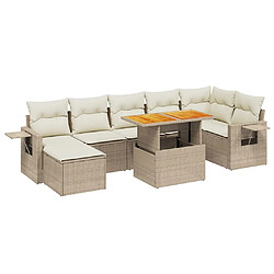 vidaXL Salon de jardin avec coussins 8 pcs beige résine tressée