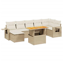 vidaXL Salon de jardin avec coussins 8 pcs beige résine tressée