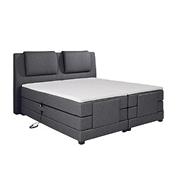 Vente-Unique Ensemble complet boxspring tête de lit + sommiers relaxation électrique + matelas + surmatelas - 2 x 90 x 200 cm - Tissu - Anthracite - CASTEL II de PALACIO pas cher