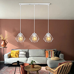 Stoex Suspension Luminaire D'Intérieur Vintage Blanc Suspension Lustre Fer Métallique Plafonnier Rétro À 3 Lumières, Pour Bureau, Salle À Manger