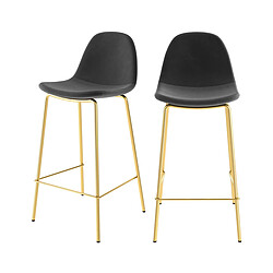 Rendez Vous Deco Chaise pour îlot central Henrik en velours noir 65 cm (lot de 2)