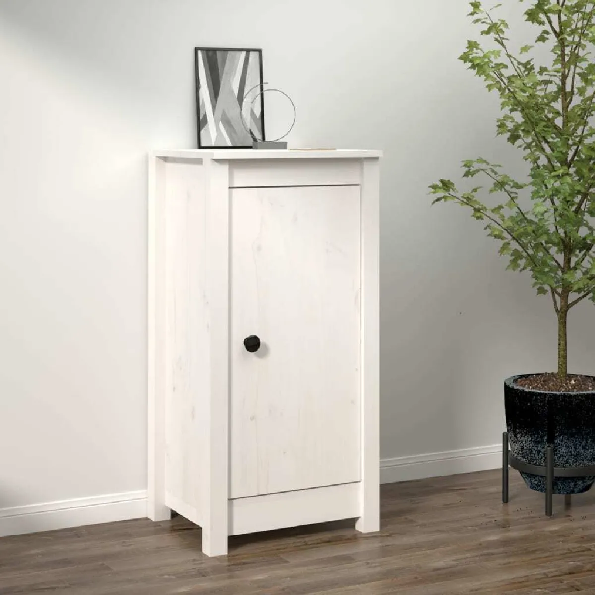 Maison Chic Buffet,Meuble de Rangement,commode pour salon,Cuisine Blanc 40x35x80 cm Bois massif de pin -MN29707