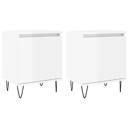 vidaXL Tables de chevet 2pcs blanc brillant 40x30x50cm bois ingénierie