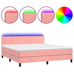 vidaXL Sommier à lattes de lit avec matelas LED Rose 160x200cm Velours