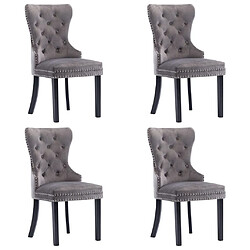 Decoshop26 Lot de 4 chaises de salle à manger cuisine design classique velours gris CDS021619 