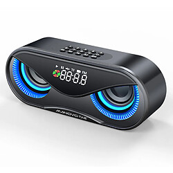 Universal Owl Design Bluetooth Haut-parleur LED Flash Wireld Wireld Wireld Radio Réveil horloge TF Carte Support Sélectionner des chansons par numéro | Subwoofer (Noir)