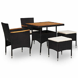 Maison Chic Mobilier d'extérieur 5 pcs,salon de jardin moderne Noir Résine tressée et bois d'acacia -GKD662395