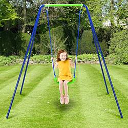 Balançoire d'Extérieur Jardin pour Enfant de Plus de 3 Ans Outdoor Toys 142x142x180 cm Cadre en Métal Siège 45 Kg