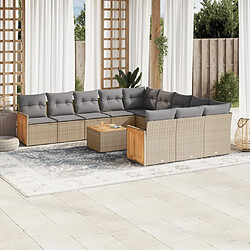 Maison Chic Salon de jardin avec coussins 12 pcs | Ensemble de Table et chaises | Mobilier d'Extérieur beige résine tressée -GKD74380