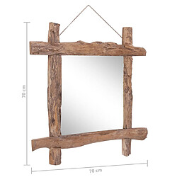 vidaXL Miroir à bûches Naturel 70x70 cm bois de teck recyclé pas cher