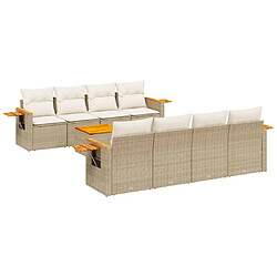 vidaXL Salon de jardin avec coussins 9 pcs beige résine tressée