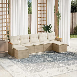 vidaXL Salon de jardin avec coussins 7 pcs beige résine tressée 