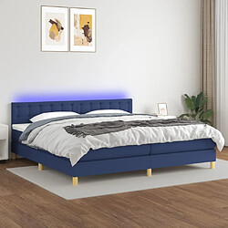 vidaXL Sommier à lattes de lit et matelas et LED Bleu 200x200 cm Tissu 