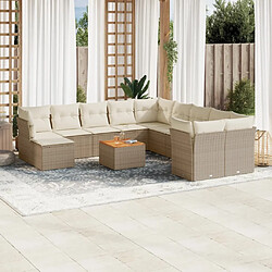 Maison Chic Salon de jardin avec coussins 12 pcs, Ensemble Tables et chaises de jardin, beige résine tressée -GKD463487