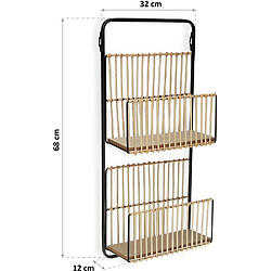 Acheter Jardindeco Etagère murale en métal et rotin 2 niveaux