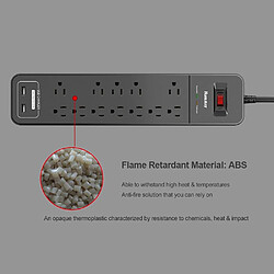 Justgreenbox Multiprise Prise domestique durable avec 12 prises secteur 2 ports de charge USB-A Protecteur de surtension Norme américaine - T6112211959061