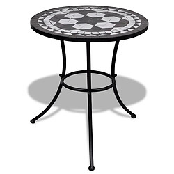 vidaXL Table de bistro Noir et blanc 60 cm Mosaïque 