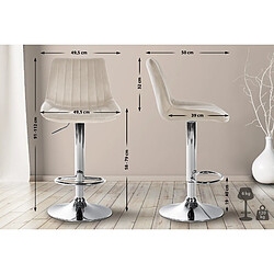 Non Lot de 2 tabourets de bar Toni velours chrome