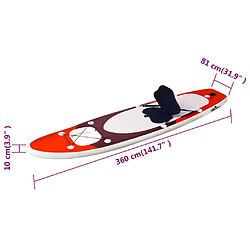 vidaXL Ensemble de planche SUP gonflable rouge 360x81x10 cm pas cher