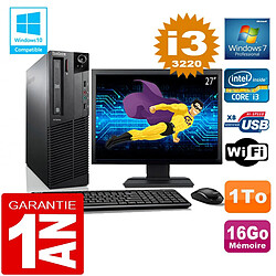 PC Lenovo M92p SFF Core I3-3220 Ram 16Go Disque 1 To Wifi W7 Ecran 27" - Occasion