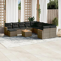 Maison Chic Salon de jardin avec coussins 12 pcs, Ensemble Tables et chaises de jardin, gris résine tressée -GKD520913