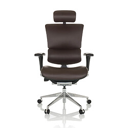 Chaise de bureau / fauteuil de direction ERGO-U2 L assise cuir / dossier cuir marron foncé hjh OFFICE