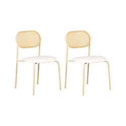 Beliani Chaise de salle à manger ADAVER Set de 2 Métal Empilable Bois clair