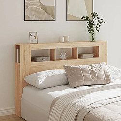 Avis Maison Chic Tête de lit scandinave à LED,meuble de chambre chêne sonoma 160x18,5x103,5cm bois ingénierie -MN70826