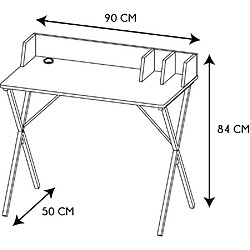 Avis The Home Deco Factory Bureau en bois et métal Brice imitation noyer.