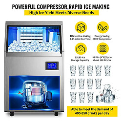 Machine à Glaçons Professionnelle 50KG par 24H 4X9 Cubes Machine à Glaçons Automatique Commercial Ice Maker Réglage de l'Épaisseur