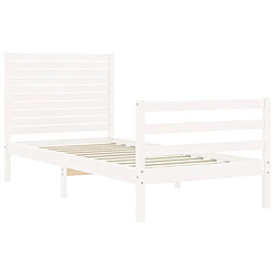 Maison Chic Cadre/structure de lit avec tête de lit pour adulte - Lit Moderne Chambre blanc petit simple bois massif -MN61461 pas cher