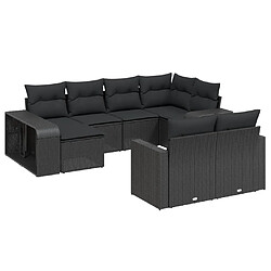 Maison Chic Salon de jardin 10 pcs avec coussins, Ensemble Tables et chaises d'extérieur noir résine tressée -GKD616361