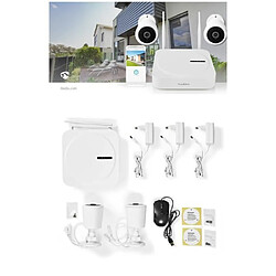 NEDIS Système de surveillance de 2 caméras sans fil SmartLife Full HD 1080p IP65 Vision nocturne Blanc Compatible via Google Hub Android S