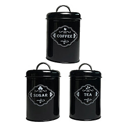 3x Boîte De Rangement De Café Ensemble Thé Biscuit Tin Sucre Organisateur Blanc Laiteux