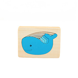 Universal Puzzle lapin/baleine/éléphant pour enfants Jouet en bois pour enfants Montessori Education Gradient Cadeau | Puzzle (Bleu) 