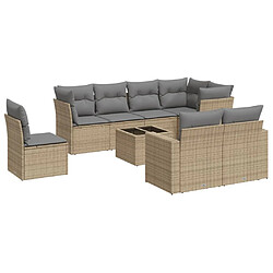 vidaXL Salon de jardin avec coussins 9 pcs beige résine tressée