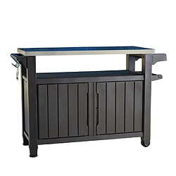 Webmarketpoint Table en résine pour barbecue 2 portes couleur graphite 123,7x54xh.90h cm