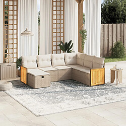 vidaXL Salon de jardin avec coussins 7 pcs beige résine tressée 