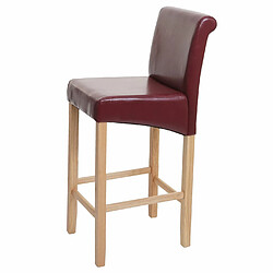 Mendler Tabouret de bar HWC-C33, chaise de bar tabouret de comptoir, bois ~ rouge-brun, pieds clairs, similicuir