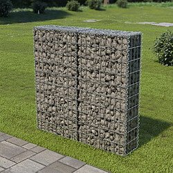 vidaXL Mur à gabion avec couvercles Acier galvanisé 100x20x100 cm 