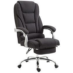 Decoshop26 Fauteuil de bureau sur roulettes avec repose-pieds et hauteur ajustable pivotant en tissu noir 10_0002588