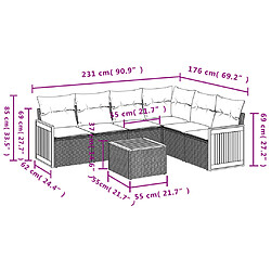 Acheter vidaXL Salon de jardin avec coussins 10 pcs beige résine tressée