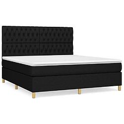 vidaXL Sommier à lattes de lit avec matelas Noir 180x200 cm Tissu