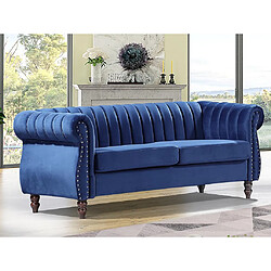 Vente-Unique Canapé chesterfield 3 places en velours bleu roi TRUMBO 