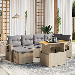 vidaXL Salon de jardin avec coussins 7 pcs beige résine tressée 