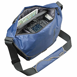 Cullmann MADRID Sports Maxima 325+ bleu/gris Sac caméra appareil photo vidéo réflex numérique et accessoires ou pour loisirs style Messenger avec compartiment tablette notebook laptop 12 pouces, housse protection imperméable, bandoulière et et inse