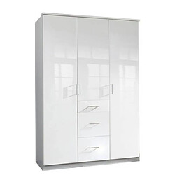 Inside 75 Armoire COOPER 3 portes 3 tiroirs largeur 135 laqué blanc