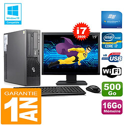 PC Fujitsu Esprimo E500 E85+ SFF I7-2600 RAM 16Go Disque 500Go Wifi W7 Ecran 19" · Occasion 