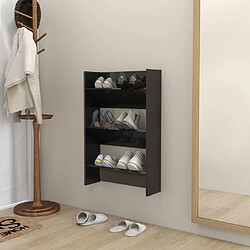 vidaXL Armoire à chaussures murale noir brillant bois d'ingénierie