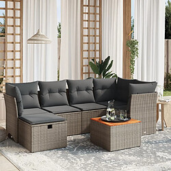 vidaXL Salon de jardin avec coussins 7 pcs gris résine tressée 